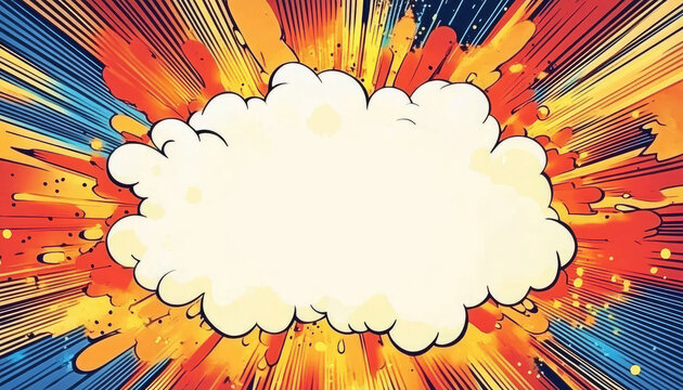 Explosive Comic-style Background for Superhero-Themed Event Invitation, Space for Details