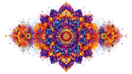 Vibrant mandala art display digital creation abstract design colorful