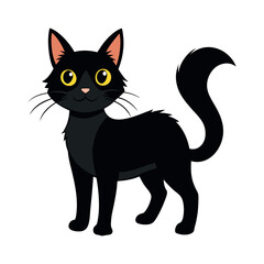 Set of black cats. Collection of silhouette of funny cats in different poses.