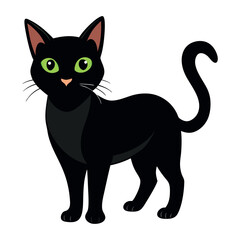 Set of black cats. Collection of silhouette of funny cats in different poses.