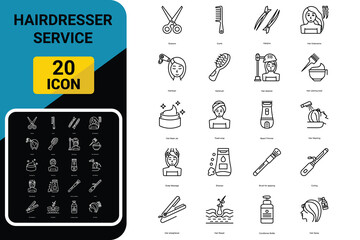 Hairdresser service line icons set. Professional hair styling. Beauty industry
