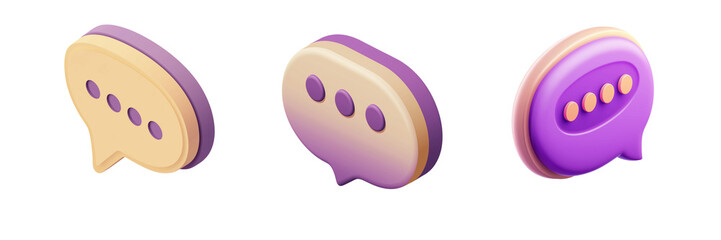 Fototapeta premium A Set of Stylish Purple Chat Icons with Rounded Edges for Modern Design Isolated on Transparent Background
