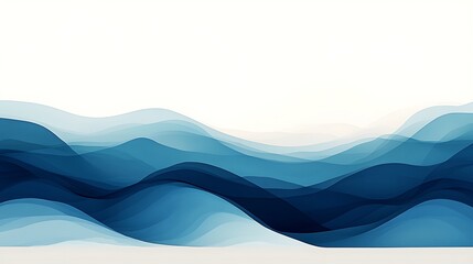 Naklejka premium Flowing blue waves abstract art digital illustration calm environment