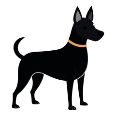 black dog isolated on white, dog vector illustration, animal vector art, dog silhouette, dog vector icon, dog