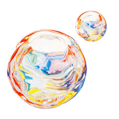 Circle or bubble. 3D colorful gradient shiny chrome Y2K futuristic shape, symbol, abstract elements with glossy silver metallic and reflective glass aesthetic design.