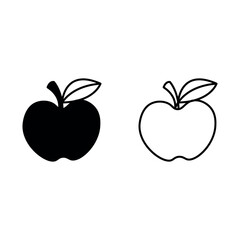apple illustrations in outline and color for food and health designs