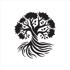 silhouette of a person with flowers tree