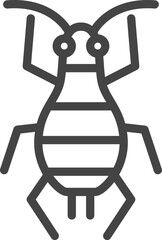 線画ミニ昆虫の単品アイコン　アブラムシ