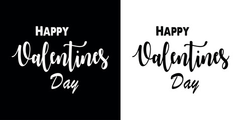 happy valentine's day black and white typography for cards and designs