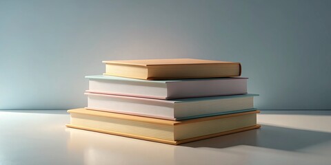 Minimalist 3D Book Stack, Geometric Shapes, Abstract Book Design