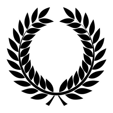 recommend clip art: Set of black and white silhouette circular laurel foliate and wheat wreaths depicting an award achievement