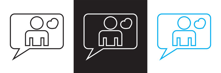 Influencer vector icon set.    outlined style.  isolated on white and black background. vector illustration. EPS 10