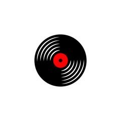 Iconic vinyl record logo with black disc and red label. Symbolizes analog audio, sound engineering, and the enduring power of sound. Ideal for audio professionals, studios, or brands