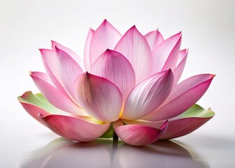 Minimalist Delicate Pink Lotus Flower Petals on White Background - Stock Photo