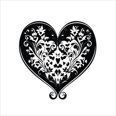 Valentine Day Vector  heart with black and white dots