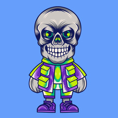 Mascot character design cartoon skull