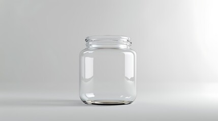 A classic clear glass jar on the beautifull empty background .