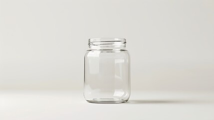 A classic clear glass jar on the beautifull empty background .