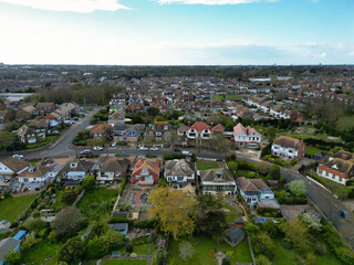 Naklejka premium High Angle View of British Tourist Attraction and Beautiful Coastline City Ramsgate Seaside Town and Civil Parish in the District of Thanet in East Kent, England United Kingdom. April 21st, 2024