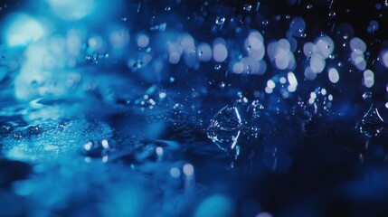 Abstract Blue Water Drops Macro Photography