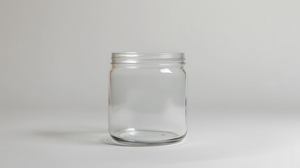 A classic clear glass jar on the beautifull empty background .