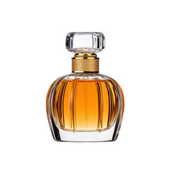 Elegant Round Glass Perfume Bottle with Pale Gold Liquid