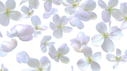Fototapeta premium Floating Delicate White Petals Spring Blossom Floral Background