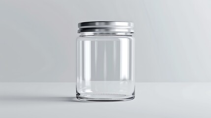 A classic clear glass jar on the beautifull empty background .