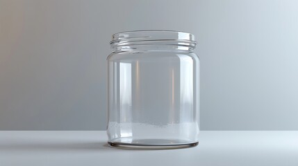 A classic clear glass jar on the beautifull empty background .