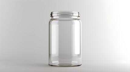 A classic clear glass jar on the beautifull empty background .