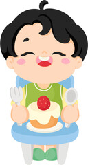 illustration kid eating