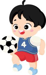 illustration kid playing football