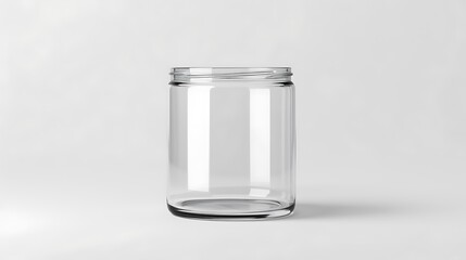 A classic clear glass jar on the beautifull empty background .