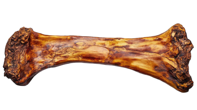 Large, single, marrow bone, isolated on black.
