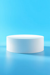 white cylindrical form on light blue background