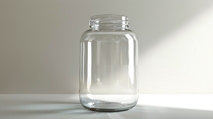 A classic clear glass jar on the beautifull empty background .