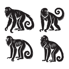 Majestic Silhouette of a Howler Monkey Standing Capturing Poised Elegance in Monochrome © Furqan