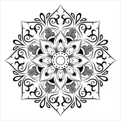 Central Floral Mandala Design Vector Art Illustration 