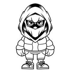 Mascot character design cartoon ninja outline