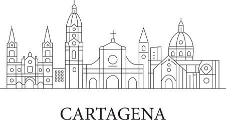 Cartagena City Line Draw Simple Minimalist 