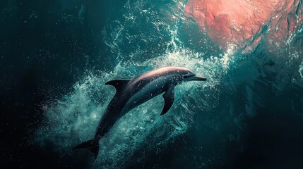 Majestic Dolphin Leaping Through Turquoise Waters