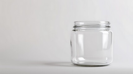 A classic clear glass jar on the beautifull empty background