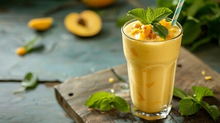 Fototapeta premium Mango lassi isolated on a random background