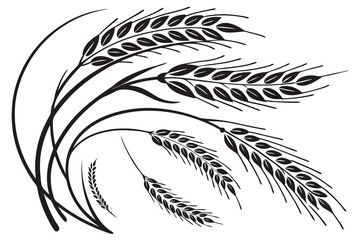 Wheat leafs in circle black color line art A.eps