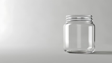 A classic clear glass jar on the beautifull empty background