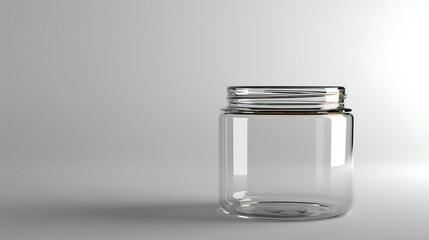 A classic clear glass jar on the beautifull empty background