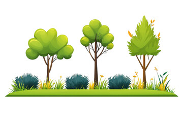 Fototapeta premium Vibrant Outdoor Cartoon Scene with Lush Trees and Plants