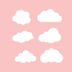 Cute White Clouds on Pink Background