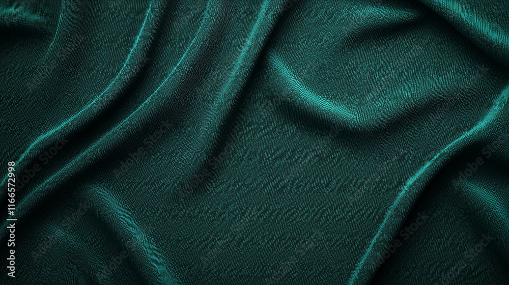 Aufkleber luxurious, deep teal satin fabric texture with soft folds and rich green undertones, creating an ele