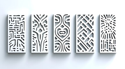 Abstract White Panels with Cutout Geometric Patterns
